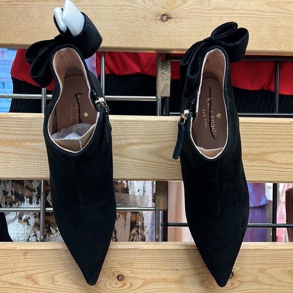 NWT,Kate Spade Donella Suede Leather Ankle Bow Boots,black - Picture 6 of 17